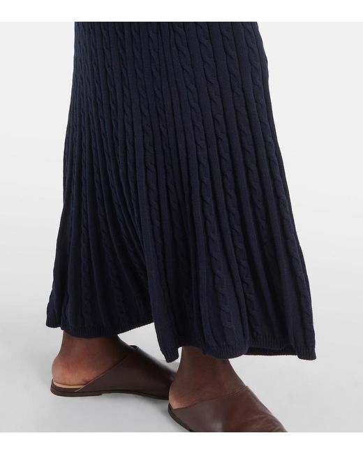Polo Ralph Lauren Blue Ribbed-Knit Cotton-Blend Polo Dress