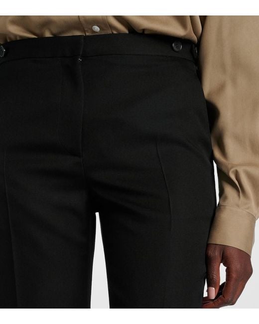 The Row Blue Gerade Mid-Rise-Hose Jesse Aus Wolle