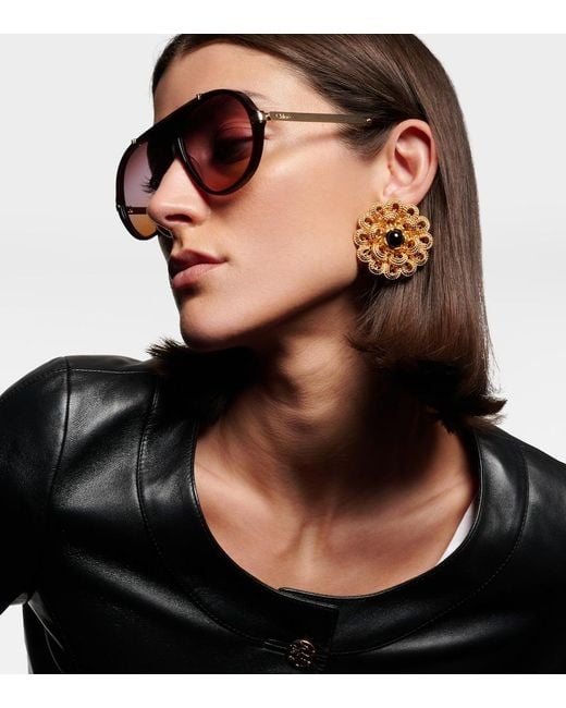 Chloé Brown Aly Aviator Sunglasses