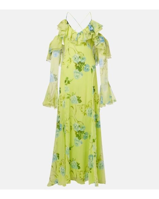 Blumarine Green Robe Aus Seiden-Crepe