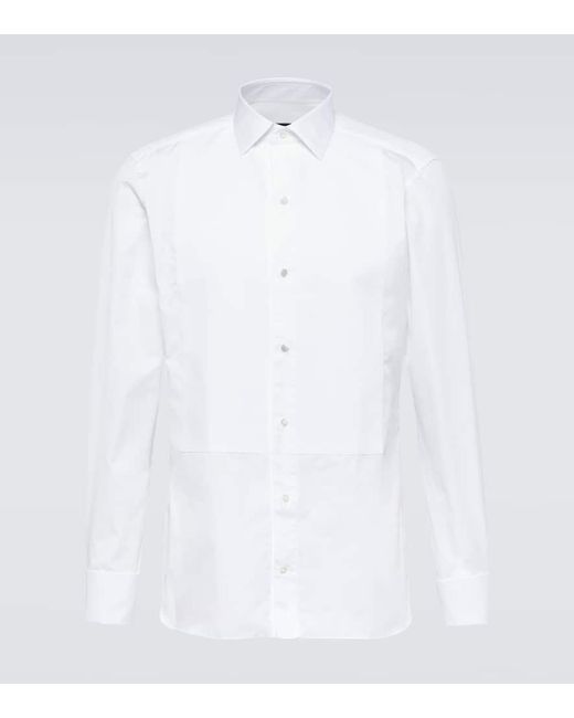 Zegna White Cotton Pique Tuxedo Shirt for men