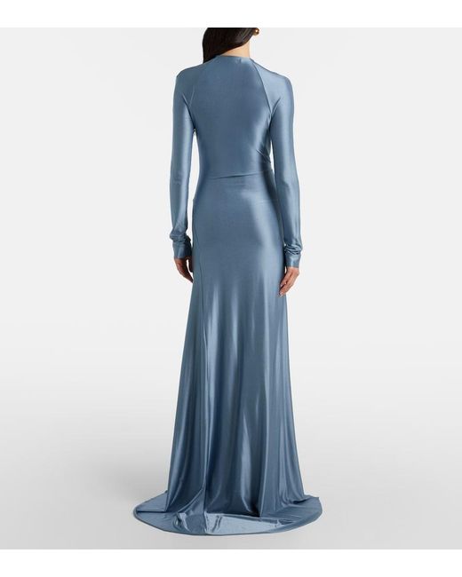 Victoria Beckham Blue Jersey Maxi Dress