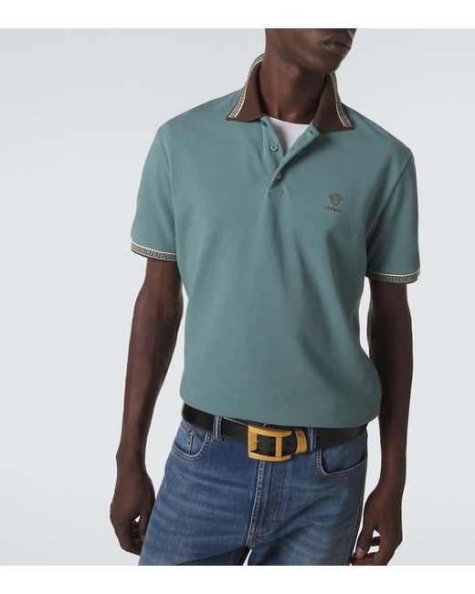 Polo Greca di Versace in Blue da Uomo