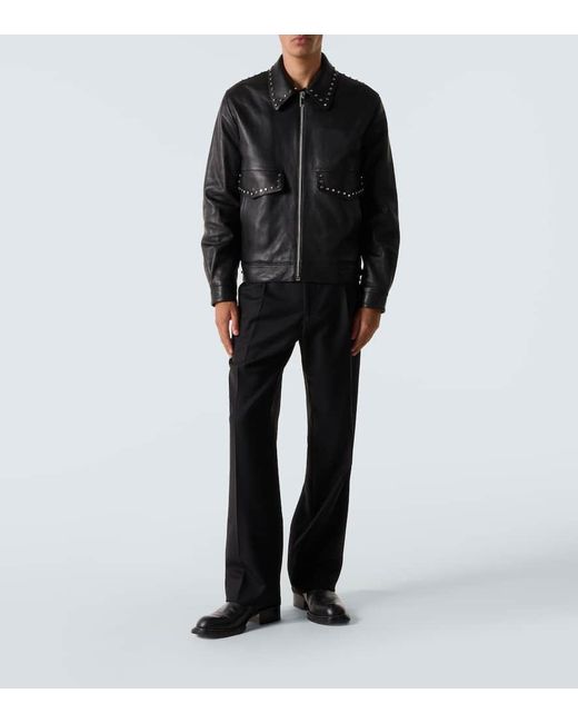 Alexander McQueen Verzierte Lederjacke in Black für Herren