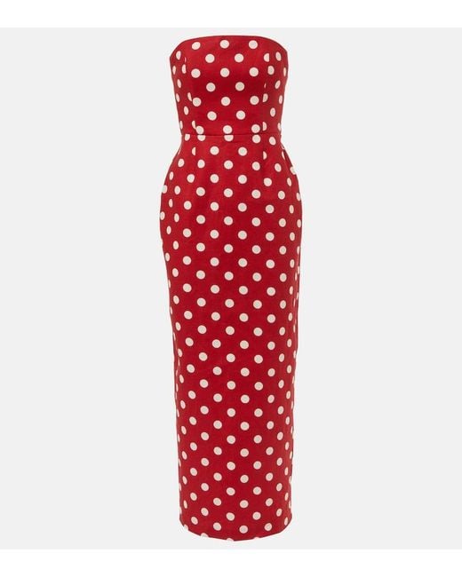 Posse Red Romeo Polka-Dot Linen Maxi Dress