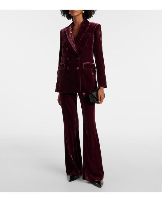 Veronica Beard Lebone High-Rise Velvet Flared Pants