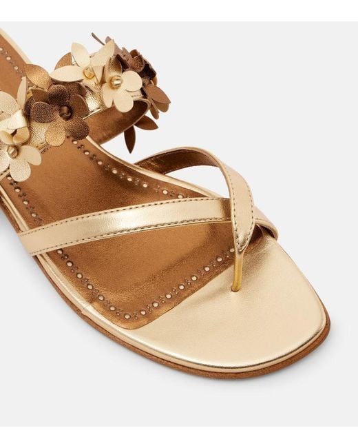 Manolo Blahnik Brown Fiosa Metallic Leather Sandals