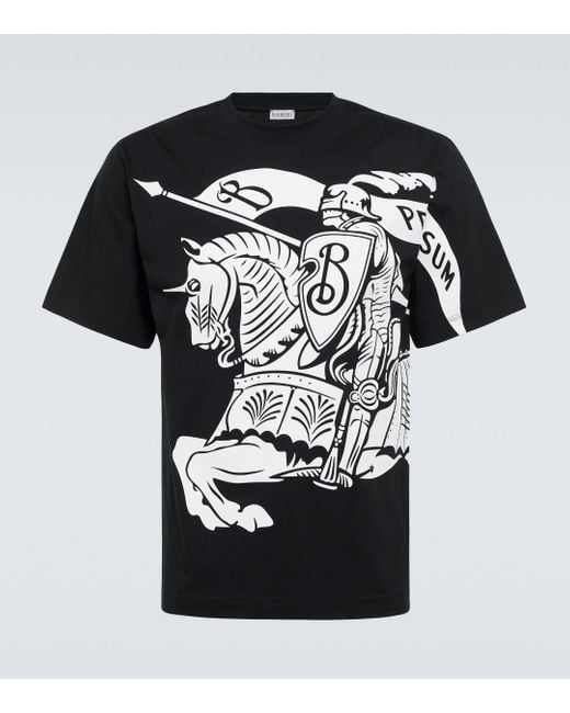 T-shirt imprime en coton Burberry pour homme en coloris Black
