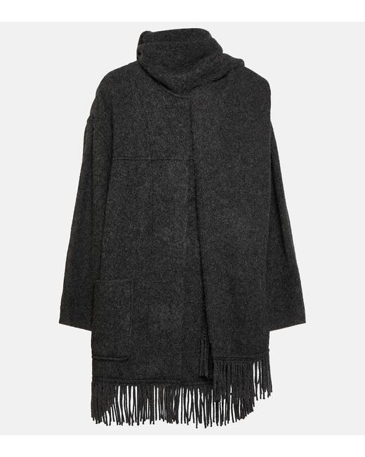 Isabel Marant Black Faty Wool-Blend Scarf Coat