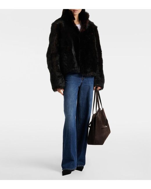 Totême Black Silky Shearling Jacket