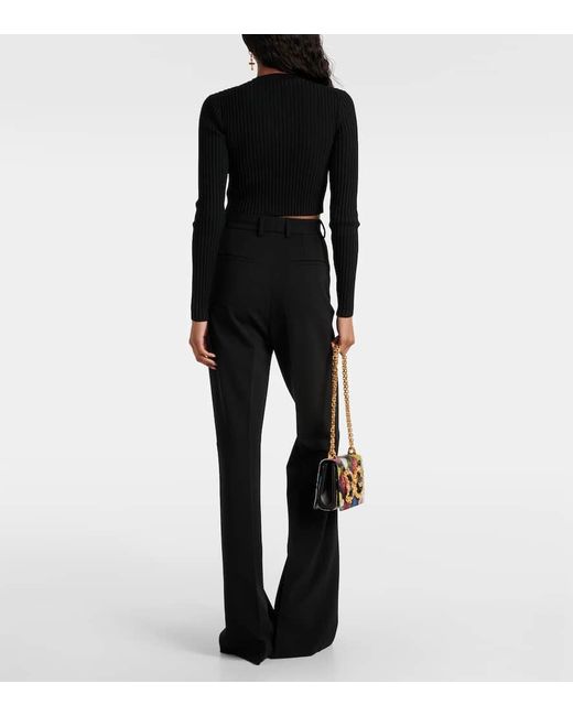 Cardigan cropped de punto acanalado Dolce & Gabbana de color Black
