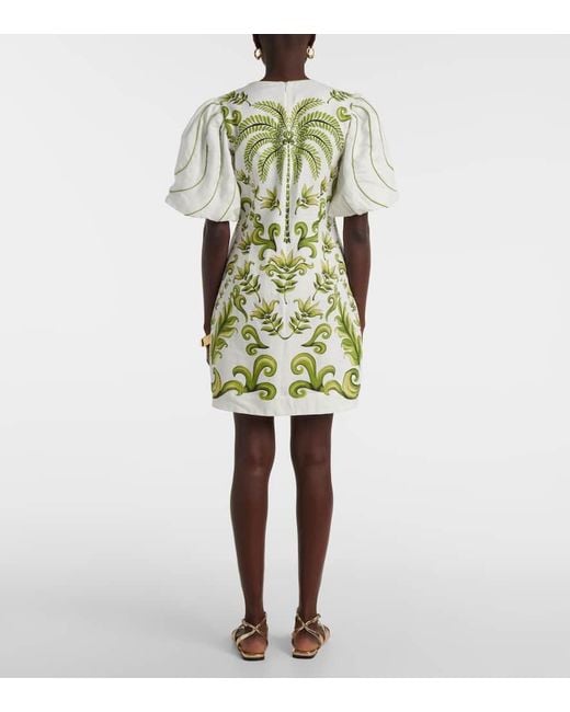 Farm Rio Green Minikleid Milani Off- Aus Leinen