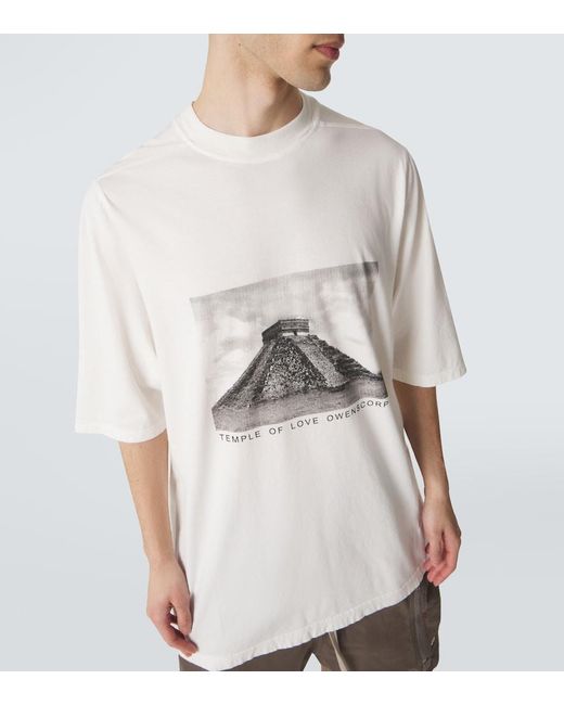 Rick Owens White Drkshdw Jumbo Printed Cotton Jersey T-Shirt for men