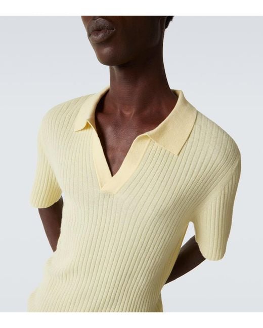 arch4 Natural Ribbed-Knit Cashmere Polo Shirt for men