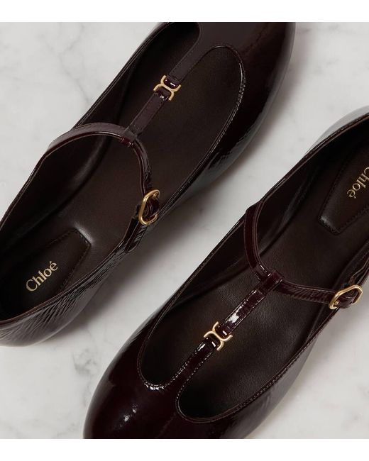Chloé Brown Ballerinas Marcie Aus Lackleder