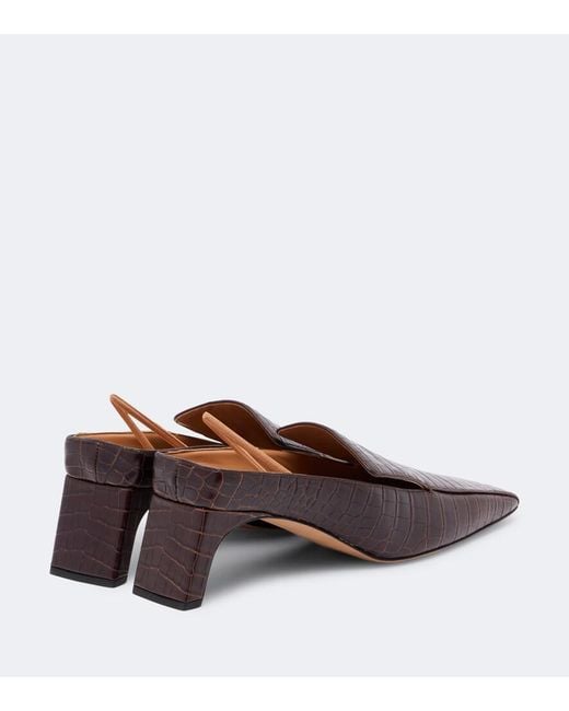 Calvin Klein Brown Tilda Croc-Effect Leather Slingback Pumps