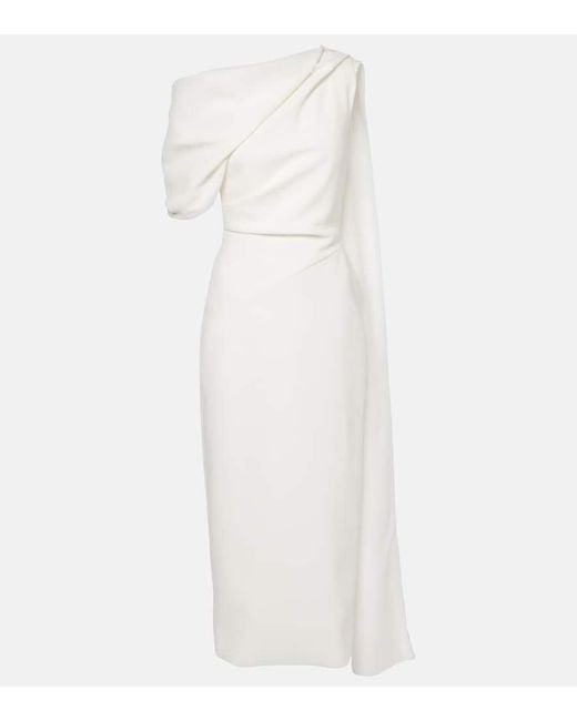 Roksanda White Bridal Maite Draped Caped Midi Dress