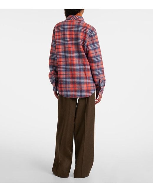 God's True Cashmere Red Americana Plaid Cashmere Shirt