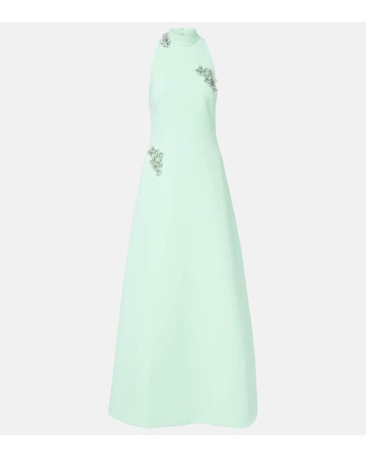 Safiyaa Green Verzierte Robe Priscilla Aus Crepe