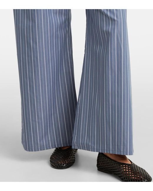 Leset Blue Yoshi Cotton-Blend Twill Wide-Leg Pants