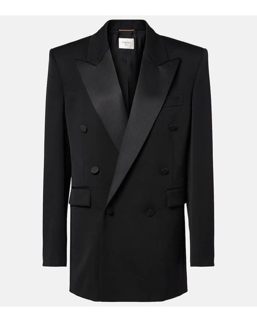 Saint Laurent Black Satin-Trimmed Wool Tuxedo Jacket