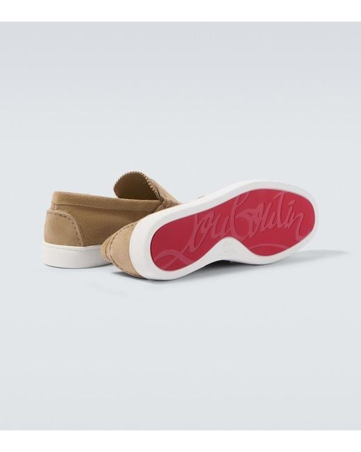 Christian Louboutin White Harold Suede Slip-On Shoes for men