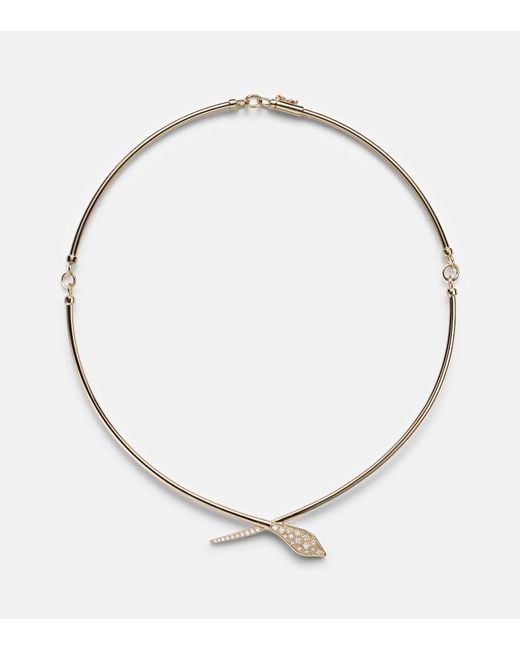 Sydney Evan Metallic Snake 14Kt Pendant Necklace With Diamonds