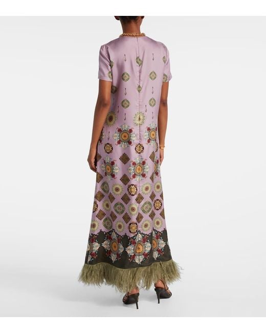 LaDoubleJ Purple Swing Printed Silk Twill Maxi Dress