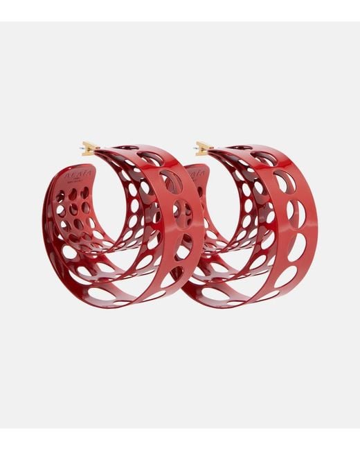 Alaïa Red Medium Hoop Earrings