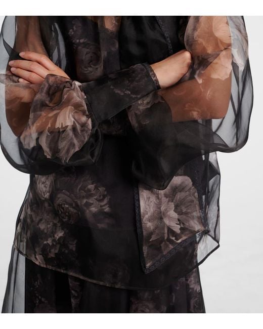 Blusa Hypnotic De Organza De Seda Floral Zimmermann de color Black