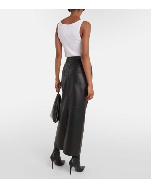 Wardrobe NYC Black Back-Slit Leather Maxi Skirt