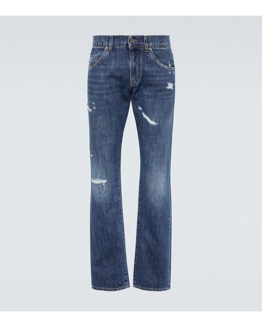 Jeans regular distressed di Dolce & Gabbana in Blue da Uomo