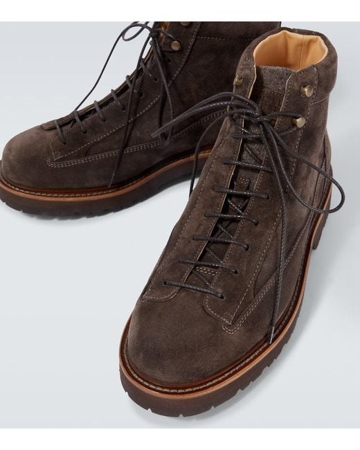 Brunello Cucinelli Brown Suede Ankle Boots for men