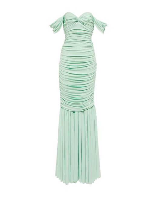 Norma Kamali Synthetic Diana Ruched One-shoulder Midi Dress in Green | Lyst
