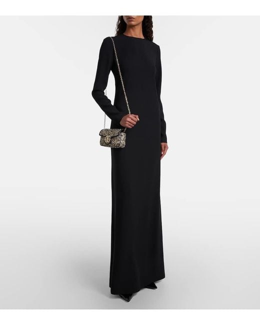 Gucci Black Gg Marmont Mini Tweed Shoulder Bag