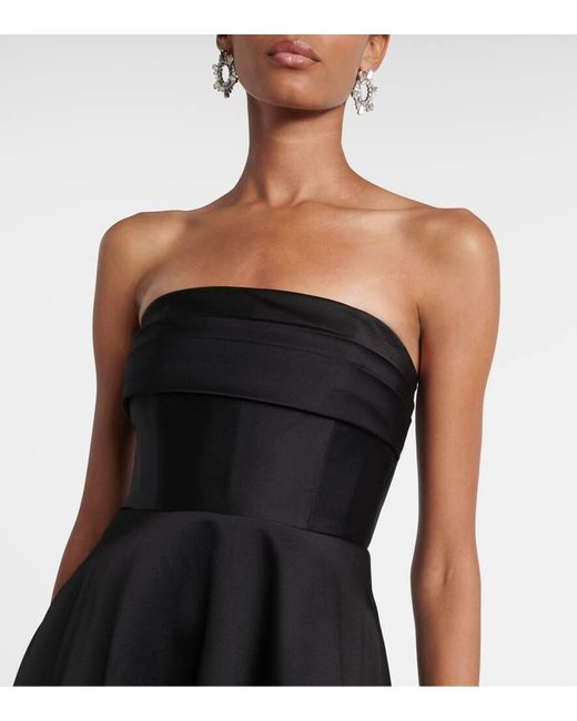 Roland Mouret Black Pleated Taffeta Corset Gown