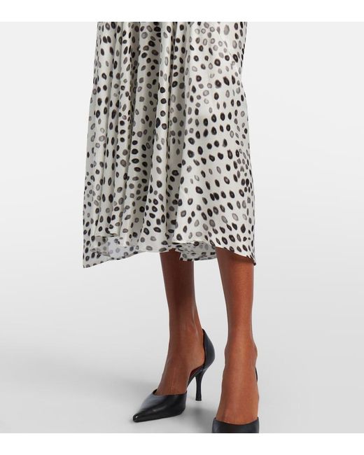 Nina Ricci White Polka-Dot Satin Midi Dress