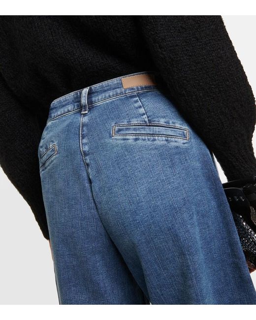 AG Jeans Blue Stella High-Rise Wide-Leg Jeans
