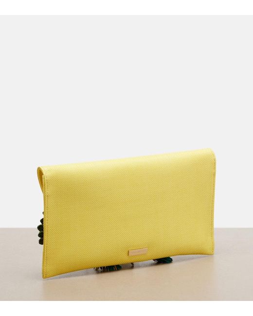 Aquazzura Yellow Birdsong Small Raffia Clutch