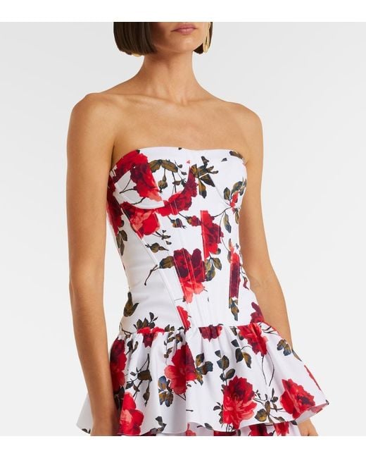 Carolina Herrera Red Kleid Aus Einem Baumwollgemisch