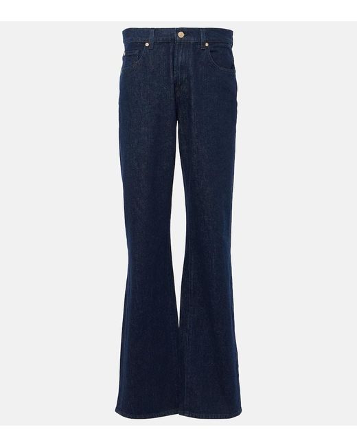 7 For All Mankind Blue High-Rise Flared Jeans Tess