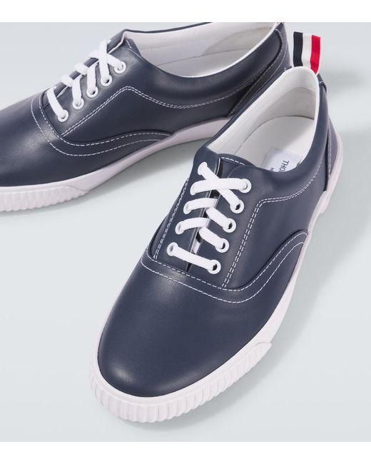 Thom Browne Blue Heritage Leather Sneakers for men