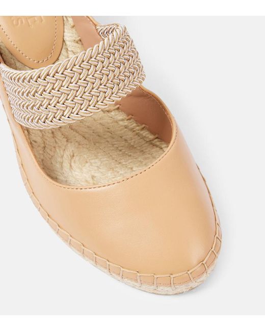 Malone Souliers Natural Siena 70 Leather Espadrille Wedges