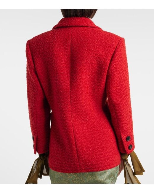 Saint Laurent Red Wool And Silk-Blend Tweed Jacket