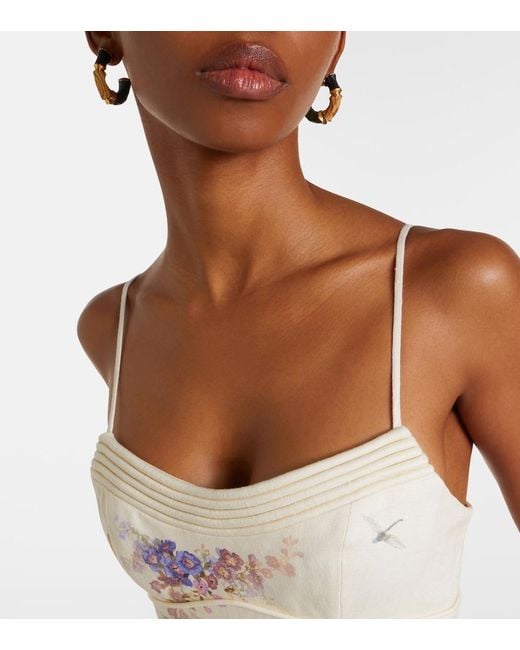 Zimmermann White Alchemy Floral Linen Midi Dress