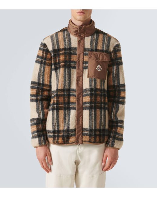 Moncler Green Checked Teddy Jacket for men