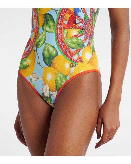 Costume Intero Con Stampa di Dolce & Gabbana in Yellow