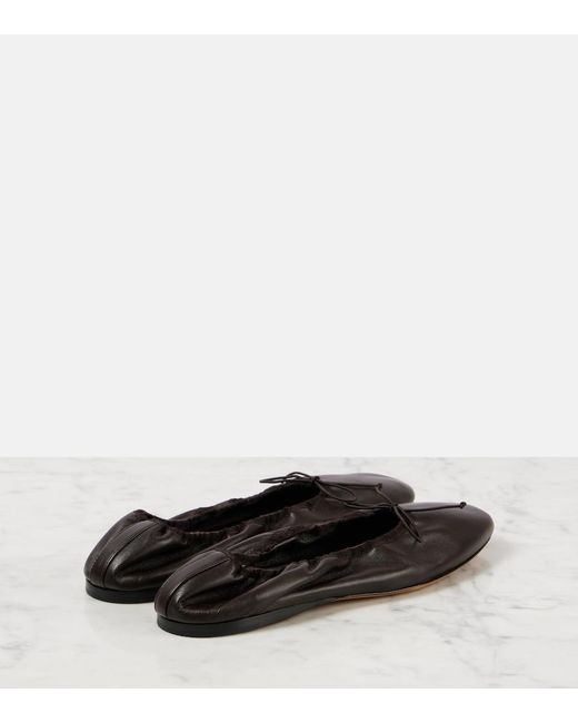 The Row Black Awar Leather Ballet Flats