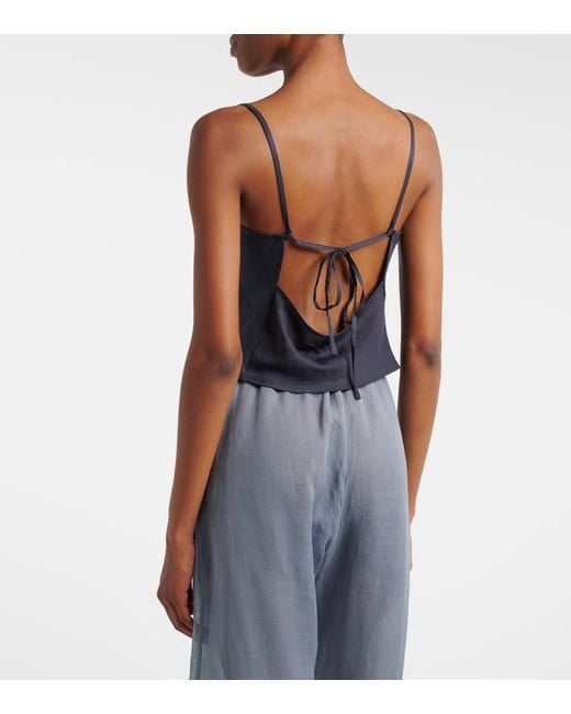 Leset Blue Daniel Open-Back Crop Top