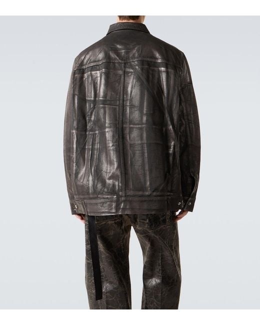 Rick Owens Black Coated Denim Jacket for men